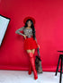 Pleated shorts + double belt J72 - RED PRE-ORDER